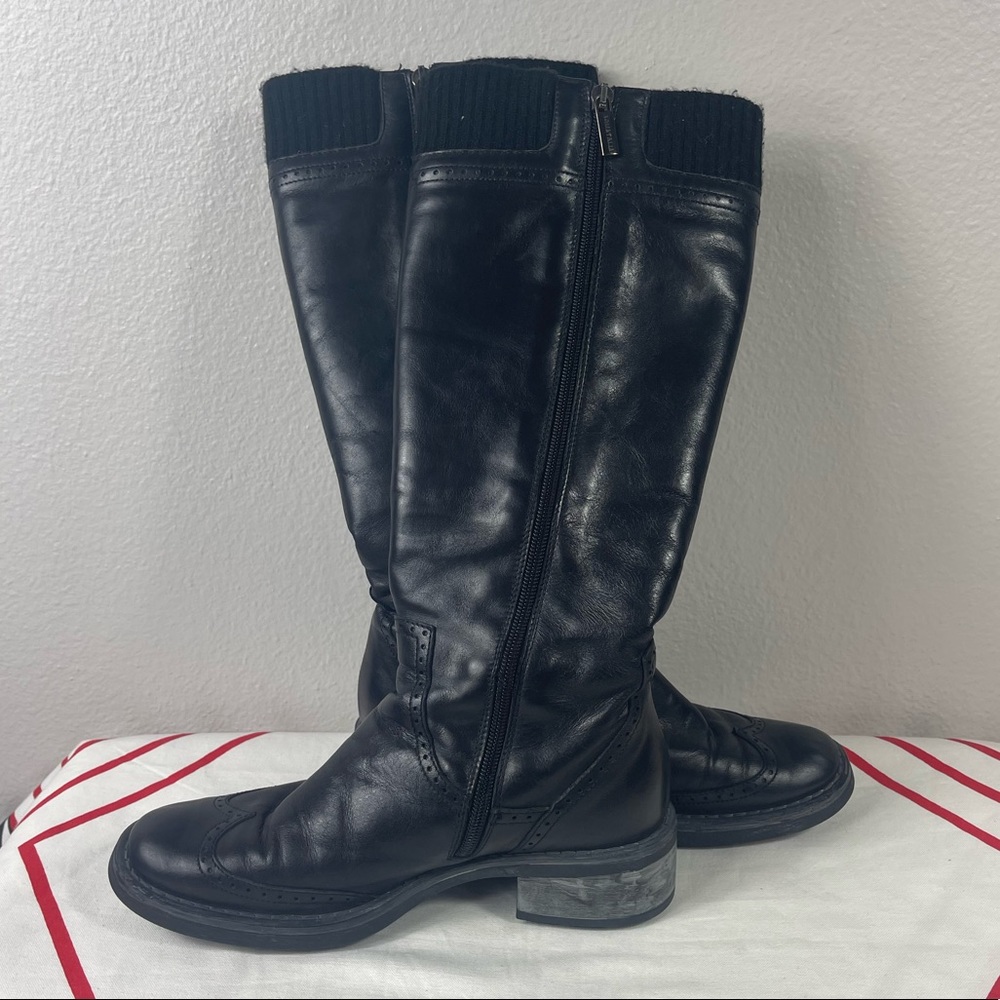 Aquatalia Black Leather Cloth Calf Boots - Picture 2 of 10